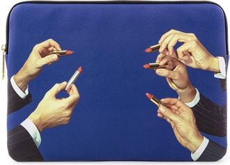 Seletti lipstick print laptop case - women - Polyester/Polyurethane - One Size - Blue