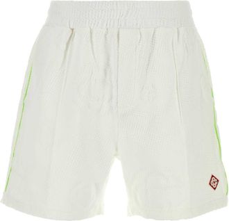 Casablanca White Stretch Cotton Blend Bermuda Shorts
