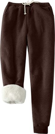 Generic ladies jogging bottoms Fleece Joggers for Women UK Fluffy Sherpa Lined Thermal Sweatpants Elastic Waisted Jogging Pants Winter Thick Warm Tracksuit Bo