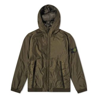 Stone Island Logo Patch Hooded Track Jacket Olive Green 791540823-V0058