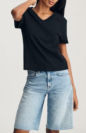 Mavi Olivia V-Neck Cotton T-Shirt in Black at Nordstrom, Size Medium