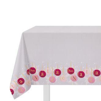 KASANOVA Tovaglia natalizia bianca palline malva