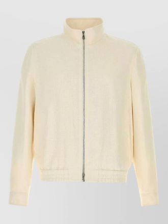 Brunello Cucinelli silk blend jacket high collar cuffs