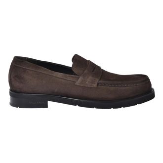 Baldinini Schoenen, Heren, Bruin, 46 EU, Dark brown suede leather loafers