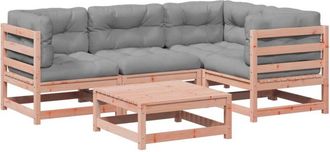 vidaXL Set De Sof&aacute;s Jard&iacute;n 5 Pzas Con Cojines Madera Abeto Douglas Vidaxl