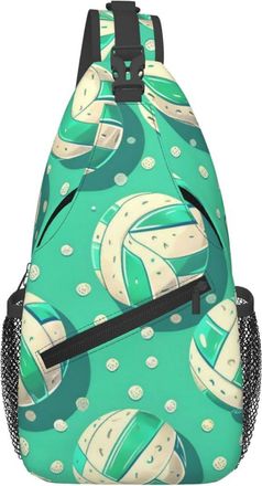 Generic Volleyball On Green Background Shoulder Bag Anti Theft Cross Body Bag Adjustable Backpack For Men Sports Runner