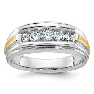 Diamond2Deal 14k Two-tone Lab Grown Diamond 5-Stone Band Ring 1/2Ct Clarity- VS Color- G-H