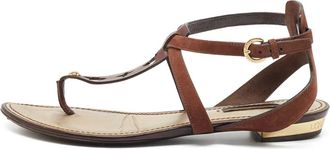 Louis Vuitton Sandali in pelle con suola piatta - Marrone