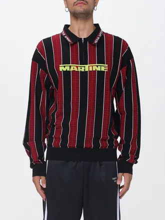 Martine Rose Polo in misto viscosa a righe con logo
