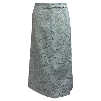 Zimmermann Lace Detailed Midi Skirt in Mint Green Polyester