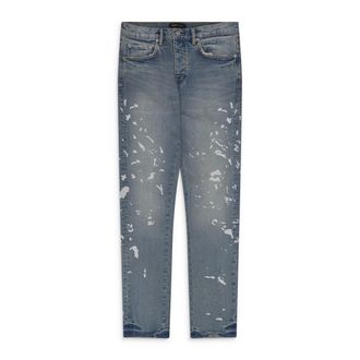 Purple Mid Indigo Manganese Paint EMB Straight Jeans