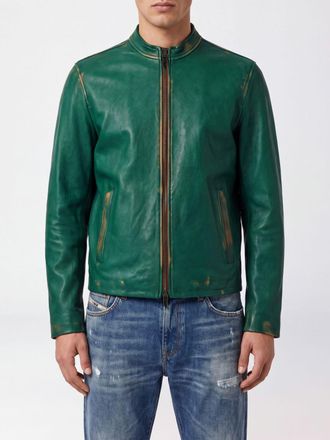 Diesel Giacca biker L-Racey corta in pelle di agnello con effetto usurato