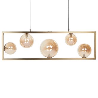 Beliani Beliani - L&aacute;mpara De Techo De Metal Lat&oacute;n 133 Cm 5 Luces Industrial Comedor Geehi