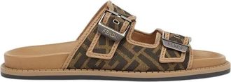Fendi Sliders, male, Beige, Size: 11 1/2 US Feel Sandals