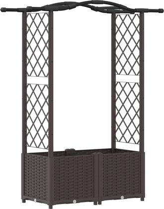 vidaXL Cama Elevada Con Trellis Y Techo Marr&oacute;n 125 X 40 X 138 Cm Pp Vidaxl