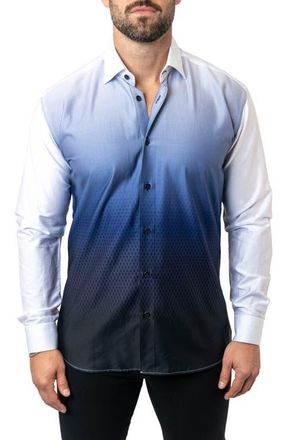 Maceoo Fibonacci Antonio 45 Ombr&eacute; Cotton Button-Up Shirt in White at Nordstrom