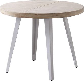Home Heavenly Home Heavenly - Mesa Comedor Redonda Extensible Estilo Industrial Skadi. Mesa De 100 Cm Di&aacute;metro. 2 Tramos Extensi&oacute;n A 140 Hast Color: Roble Nordish -