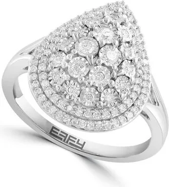 Effy Sterling Silver Diamond Pear Halo Ring at Nordstrom, Size 7
