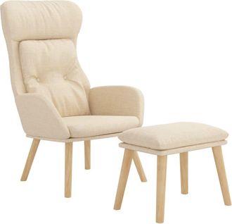 vidaXL Sill&oacute;n De Relax Con Taburete Tela Color Crema Vidaxl
