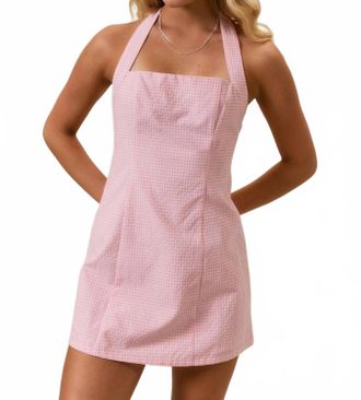 Le Lis Blanc Deux Gingham Halter Dress In Pink