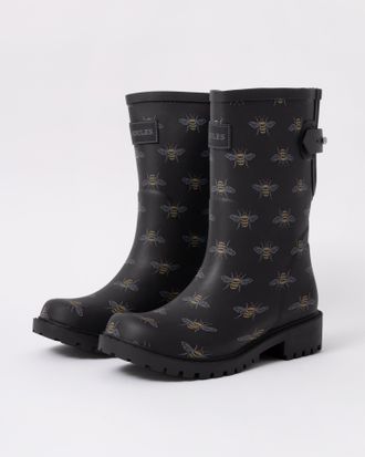 Joules Womens Wistow Wellies in Black Rubber - Size UK 7