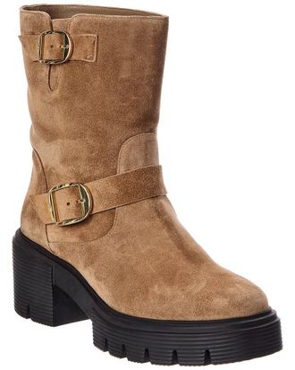 Stuart Weitzman Soho Moto Suede Bootie
