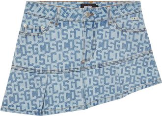 GCDS Monogram Denim Mini Rok - Dames - Spijkerrokken - Blauw - W30 - Denim - Rokken