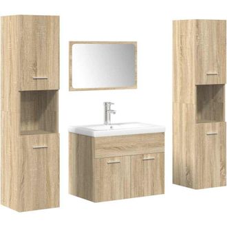 vidaXL Juego De Muebles De Ba&ntilde;o 5 Pzas Madera Ingenier&iacute;a Roble Sonoma Vidaxl