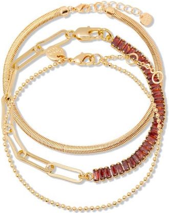 Brook & York Priya Birthstone Tennis Bracelet Set in Gold January at Nordstrom