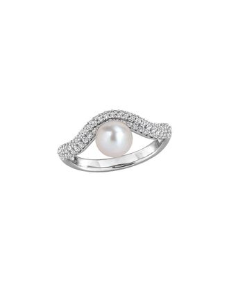 Rina Limor Silver 0.39 ct. tw. Gemstone & 6-6.5mm Pearl Ring