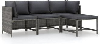 vidaXL Vidaxl - Set De Muebles De Jard&iacute;n 4 Pzas Y Cojines Rat&aacute;n Sint&eacute;tico Gris