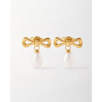 Edge of Ember Bow Pearl Earrings at Nordstrom