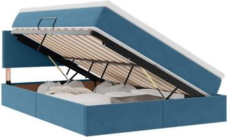 vidaXL Bed with Mattress with LED Dark Blue 140 x 200 cm Velvet vidaXL