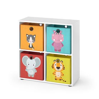 Vicco Estanter&iacute;a Infantil Tetra, Blanco, 72.6 X 72 Cm Con 4 Cajas Plegables (rojo/amarillo) Vicco