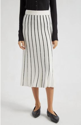 ATM Anthony Thomas Melillo Mixed Stripe Skirt In Chalk/black