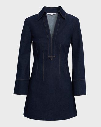 Veronica Beard Raymond Long-Sleeve Denim Mini Dress