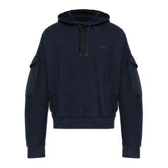 Emporio Armani Hoodies, male, Blue, Size: XL Oversized Hooded Sweatshirt