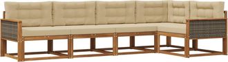 vidaXL Conjunto De Sof&aacute;s De Exterior 5 Uds. Natural Y Beige Vidaxl