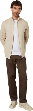 Threadbare Wynnstay gebreid herenvest met doorlopende ritssluiting (Havermelk)