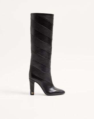 Valentino Garavani Rayons Nappa Boot with Chevron Pattern 100MM Wo