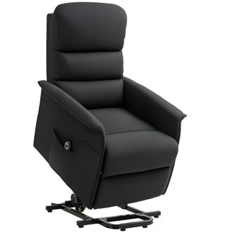 OEM Sill&oacute;n Relax Reclinable El&eacute;ctrico Levanta Personas Con Mando A Distancia Y Bolsillo Lateral Tapizado En Lino Negro