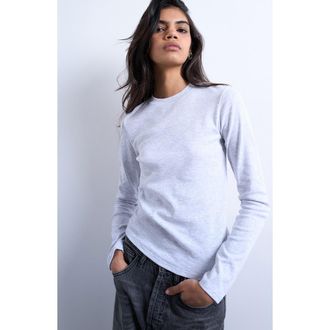 Topshop Everyday Long Sleeve T-Shirt in Grey at Nordstrom, Size X-Small