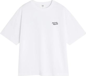 Maison Kitsun&eacute; Handwriting Oversize T-Shirt - Heren - T-shirts - Wit - L - Katoen - Tops