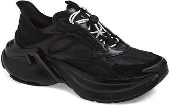 Fendi F-Light Mixed Media Sneaker in Black at Nordstrom, Size 10.5Us