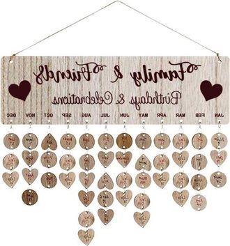 OEM Calendario De Pared Diy Para Recordar Cumplea&ntilde;os, Calendario De Madera Para Mam&aacute; Y Abuela - Regalo De Aniversario Para Familiares Y Amigos