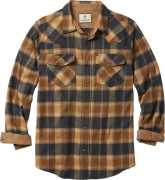 Legendary Whitetails Mens Shotgun Western Flannel Shirt, Fireglow Plaid, Large Tall