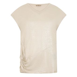Herno Blouses, female, Beige, Size: M Linen T-shirt