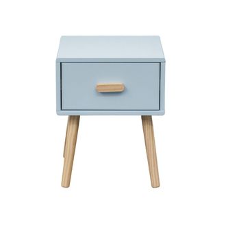 Mobili Rebecca Mobili Rebecca - Mesita De Noche Rebecca Mobili Tazart 44x35x35 Mdf Bois Celeste Marr&oacute;n Escandinavo