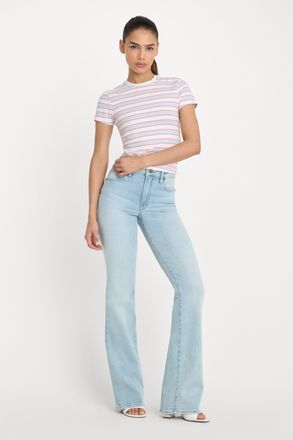 Good American Womens Soft Tech Good Classic Bootcut Jeans | Indigo, Size 15 Plus | Good American by Khlo&Egrave; Kardashian