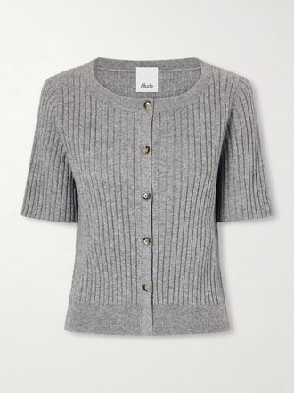 Allude Cardigan In Misto Cotone E Cashmere A Coste - Grigio